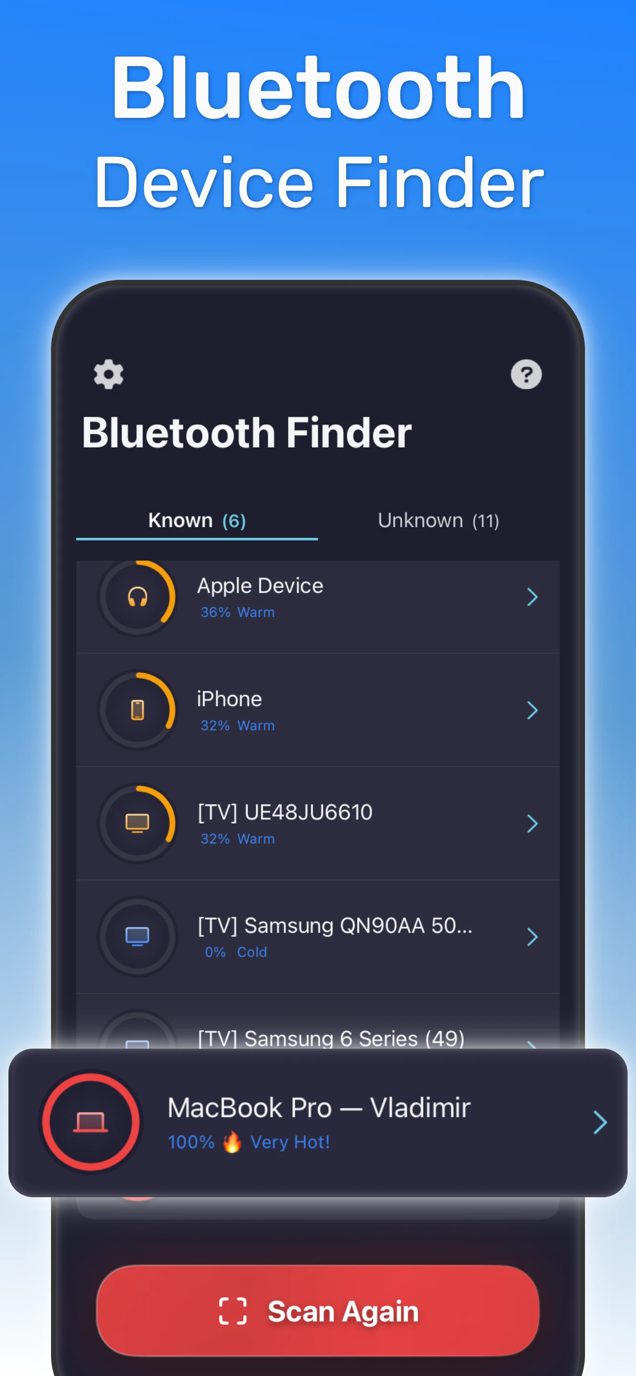 Bluetooth Finder App - Scan Screen