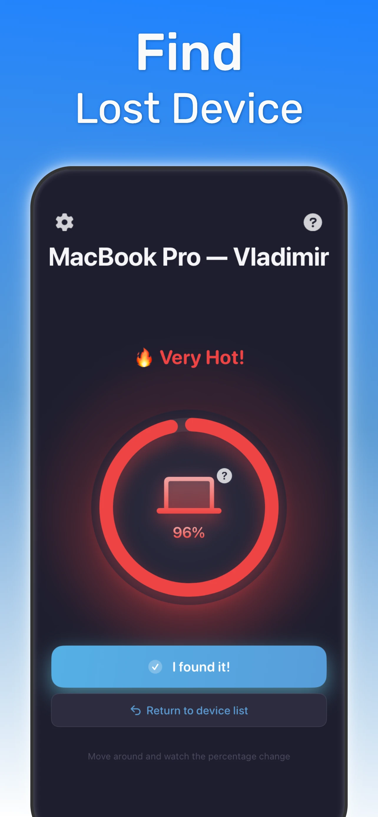 Bluetooth Finder App - Track Screen