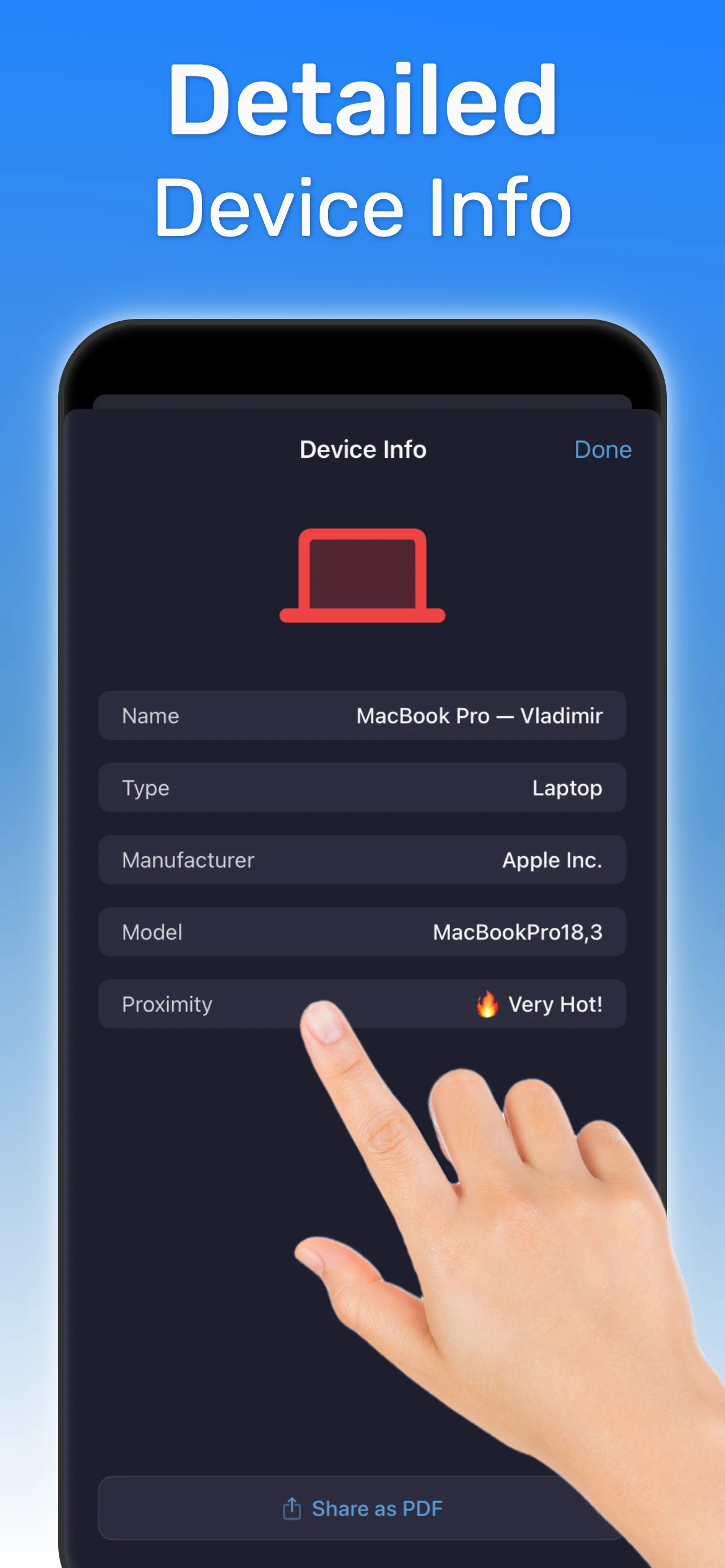 Bluetooth Finder App - Info Screen